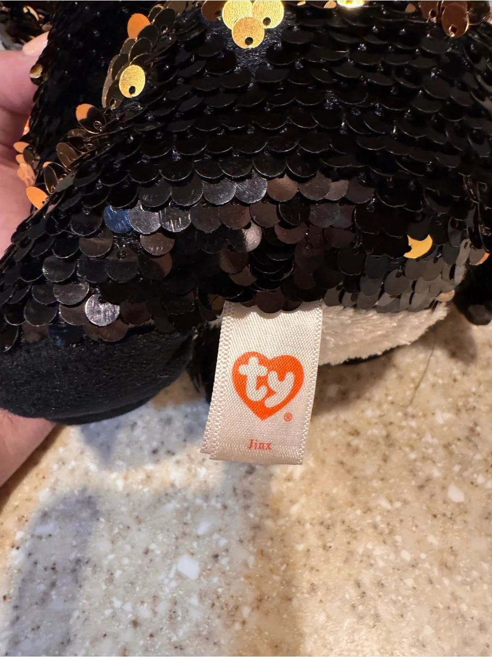 Jinx the Cat Halloween Plush with Orange Pumpkin Beanie